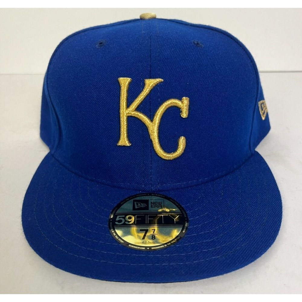Kansas City Royals Hat Sz 7 7/8 New Era MLB 59Fifty Authentic Fitted Cap Blue KC
